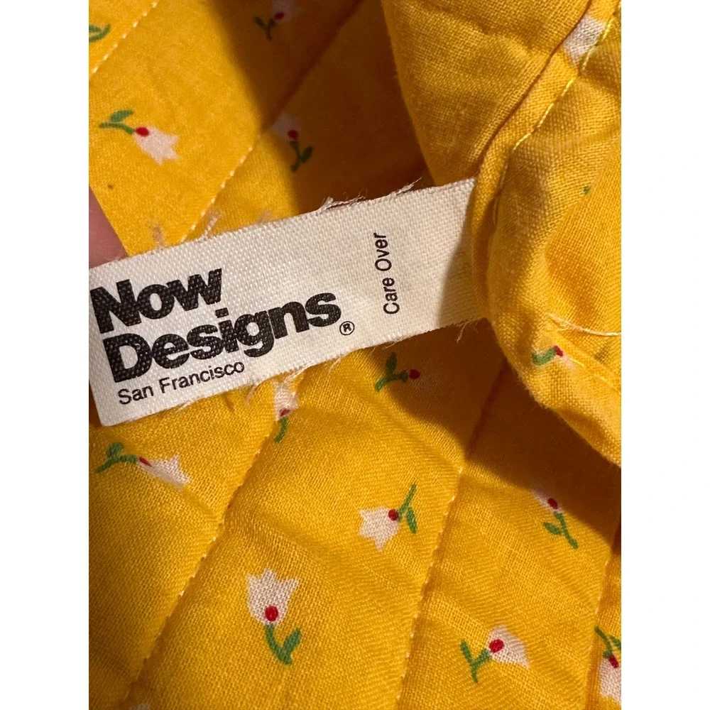 Now Designs Yellow Quilted Floral Apron 100% Cotton Made in USA Cottagecore Bib